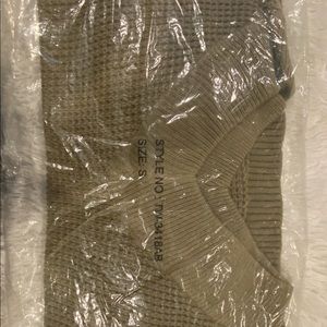 Zenana khaki off the shoulder bubble sweater